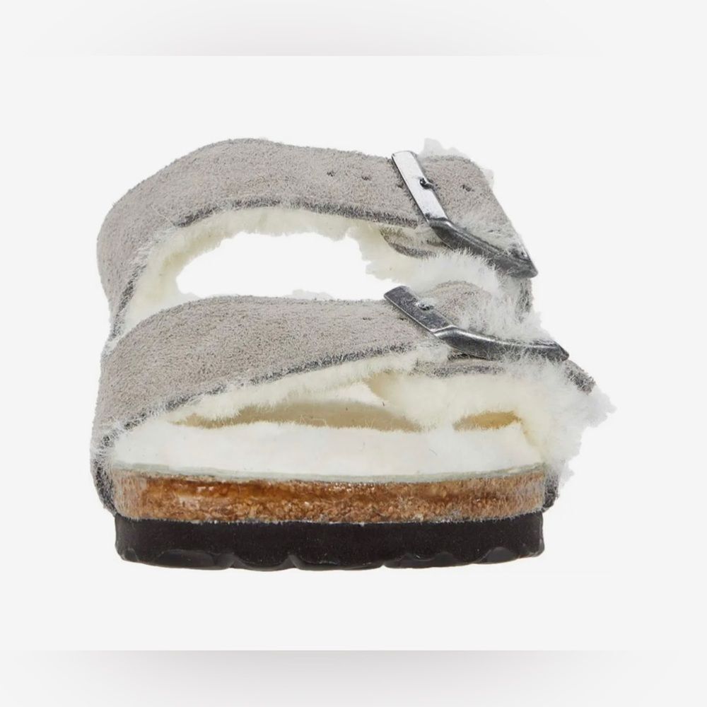 Birkenstock Arizona Shearling slide sandals featuring grey suede Size 40 (9-9.5) - Picture 4 of 16